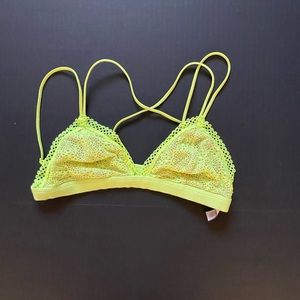 Victoria Secret neon, lace, cross bralette size small